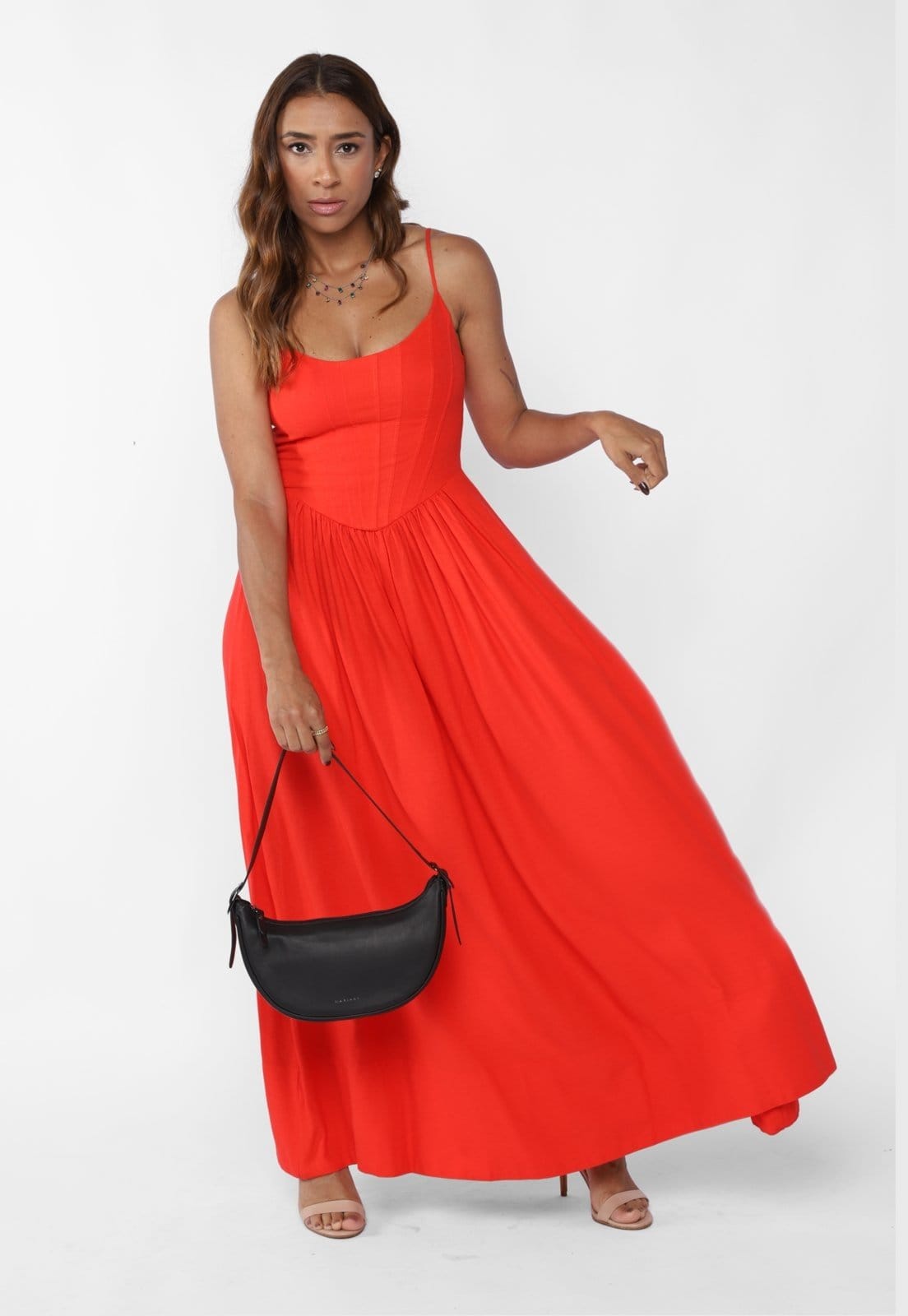 Vista 2 Bolsa Shoulder Couro Mariart Lima Preta Mariart preto lima