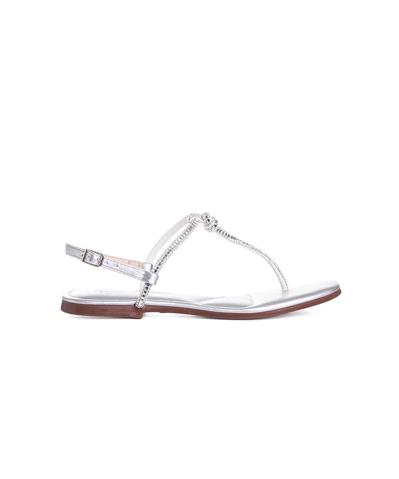 Vista principal Sandália Rasteira Pixolé Strass Prata Pixolé incolor