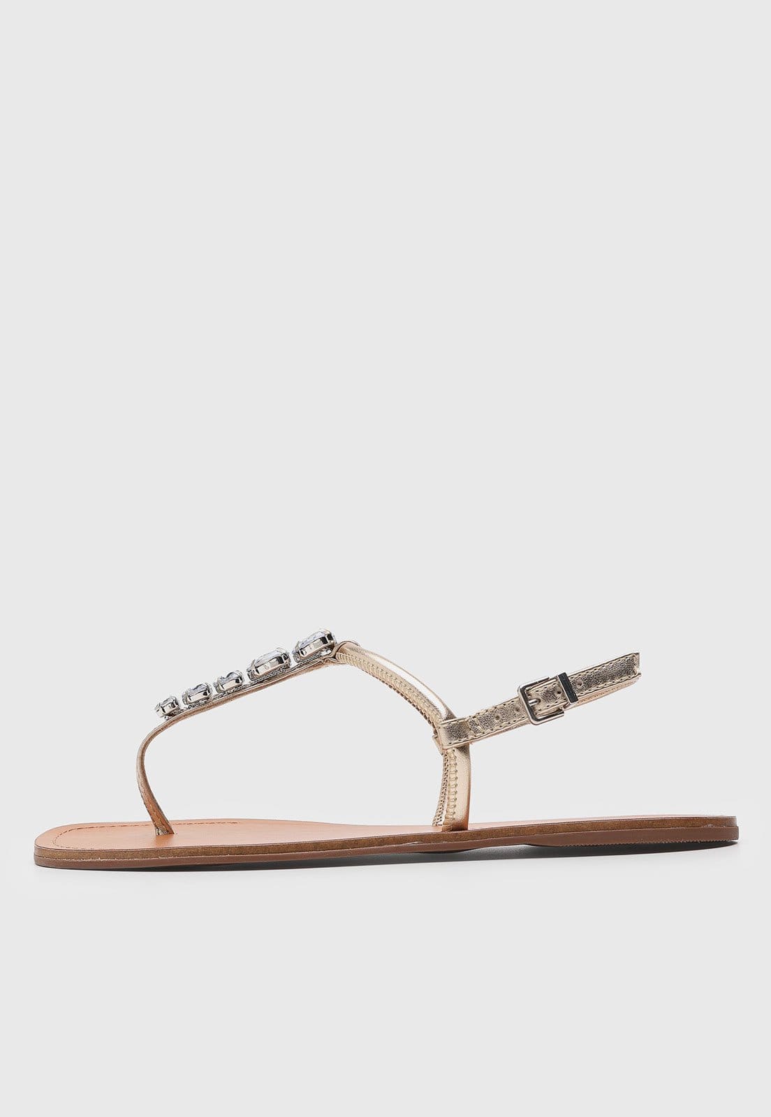 Vista principal Rasteira Feminina Loucos e Santos Pedrarias Dourada Loucos e Santos dourado