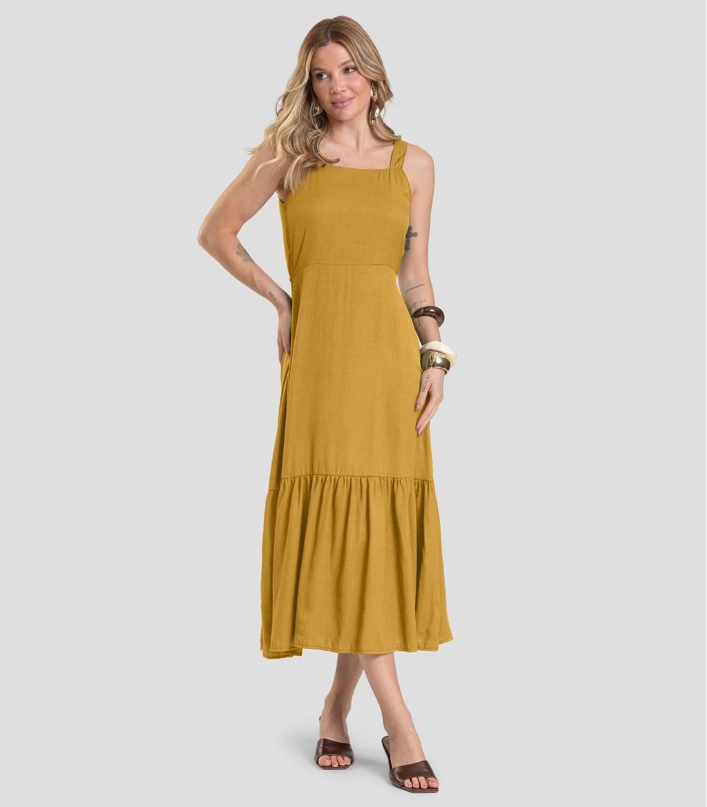 Vestido Midi em Viscose Rajada Dianna