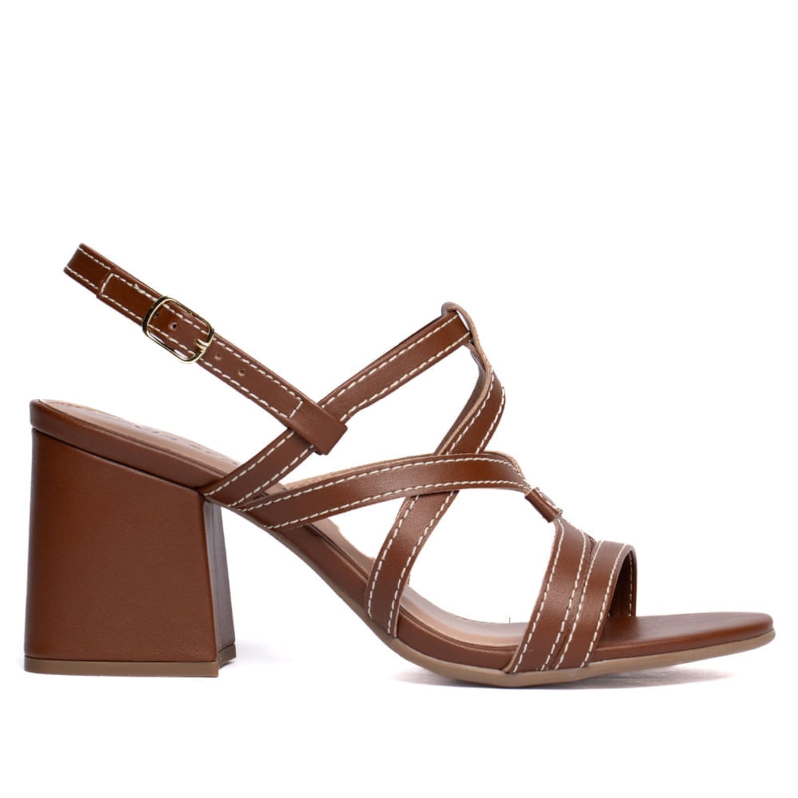 Sandália Feminina Salto Bloco Tiras Entrelaçadas