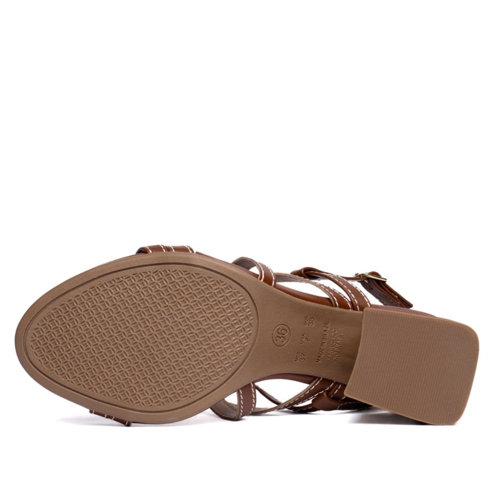 Vista 2 Sandália Feminina Salto Bloco Tiras Entrelaçadas Via Scarpa marrom