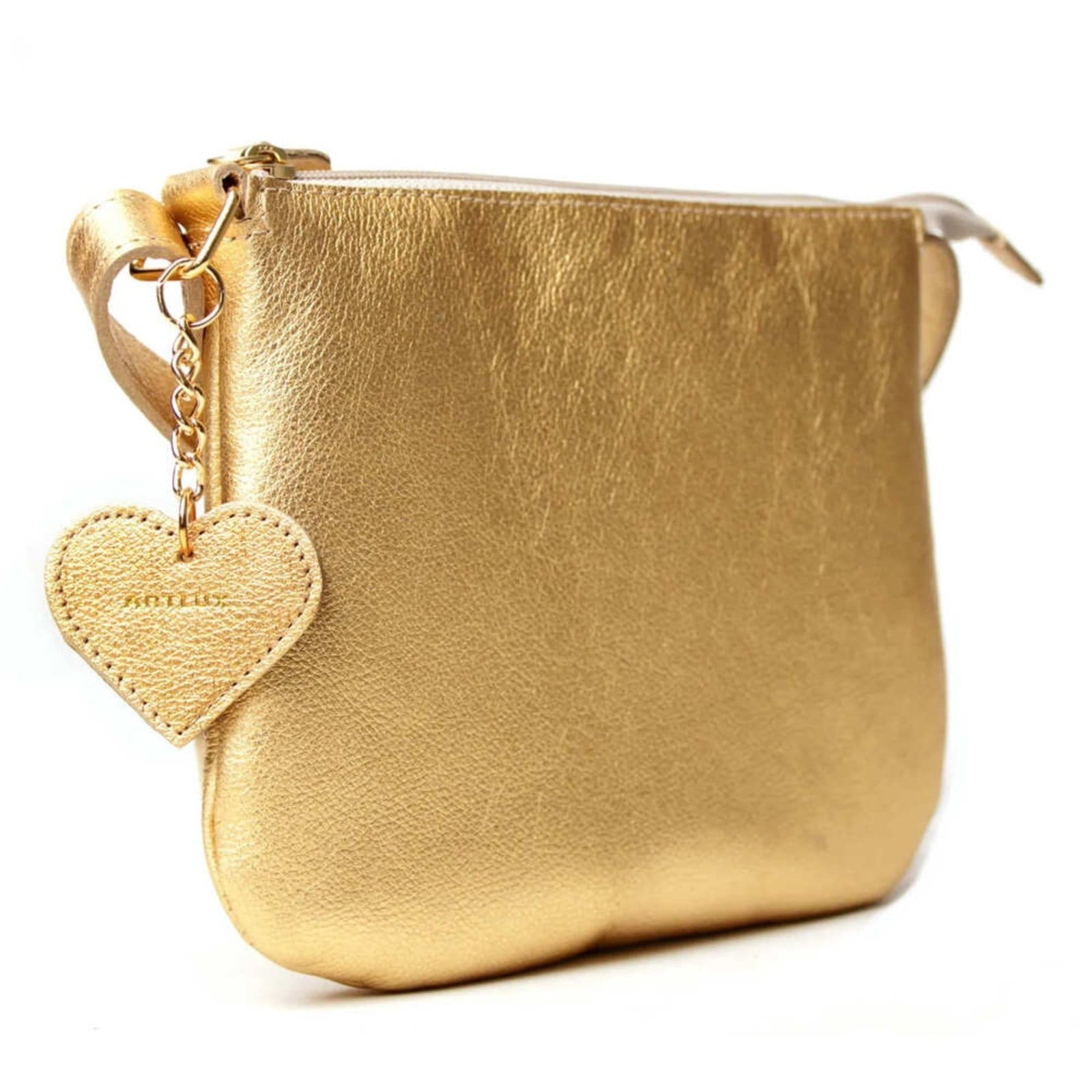 Vista 2 Bolsa Transversal em Couro Artlux Ouro 9060 Artlux unico