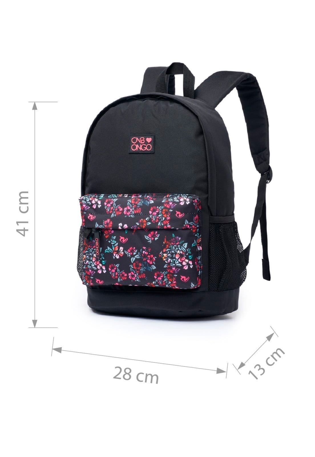 Vista 2 Kit Mochila De Costas Estojo Feminina Onbongo Bolsa Escolar Faculdade Viagem Onbongo preto