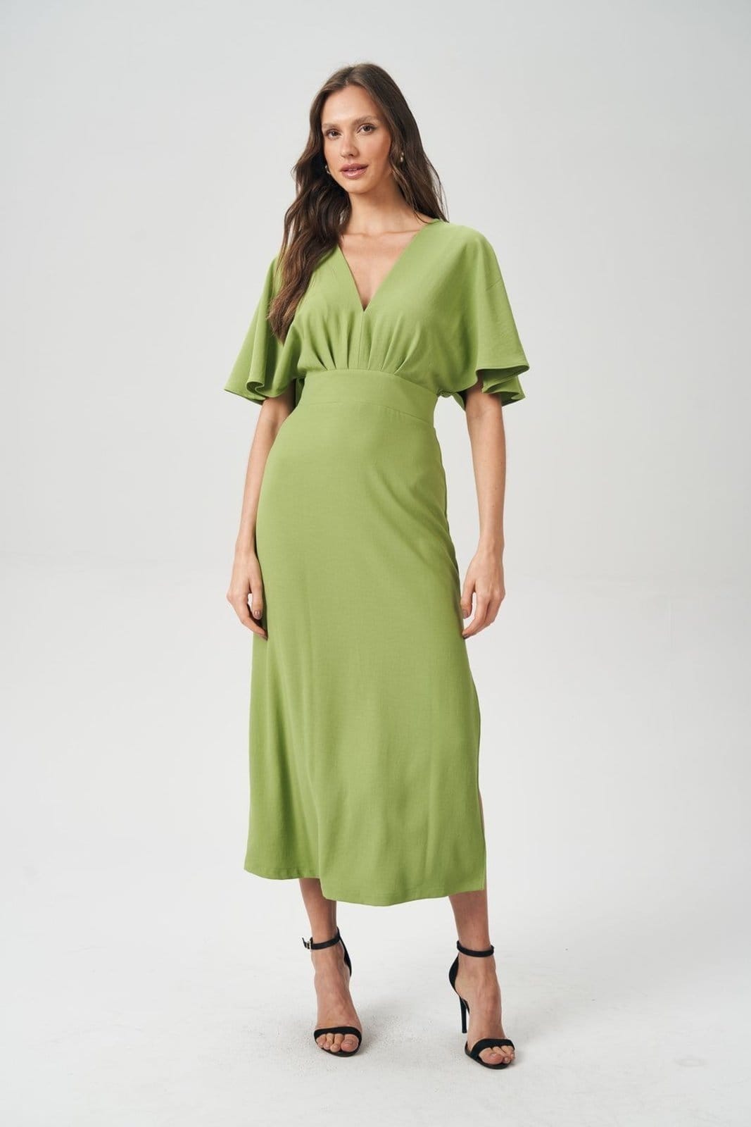 Vista principal Vestido Midi com Pregas Feminino Acostamento ACOSTAMENTO MASCULINO verde