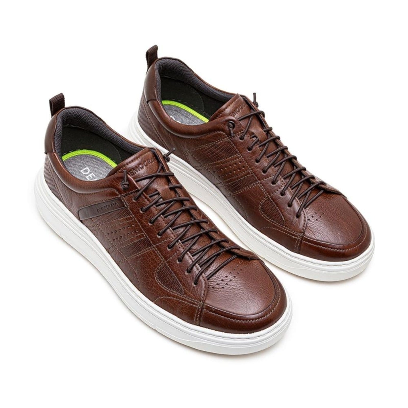 Vista 2 Tênis De Couro Democrata Masculino Denim Brad Ultra Light 527101 Marrom DEMOCRATA marrom denim