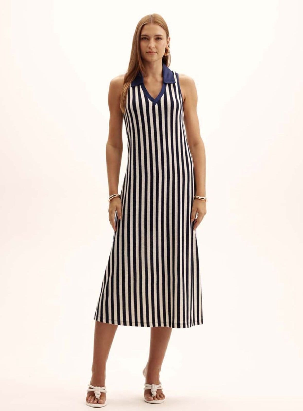 Vista principal Vestido Comfort Midi Navy Gola Polo Triton Azul Triton azul navy