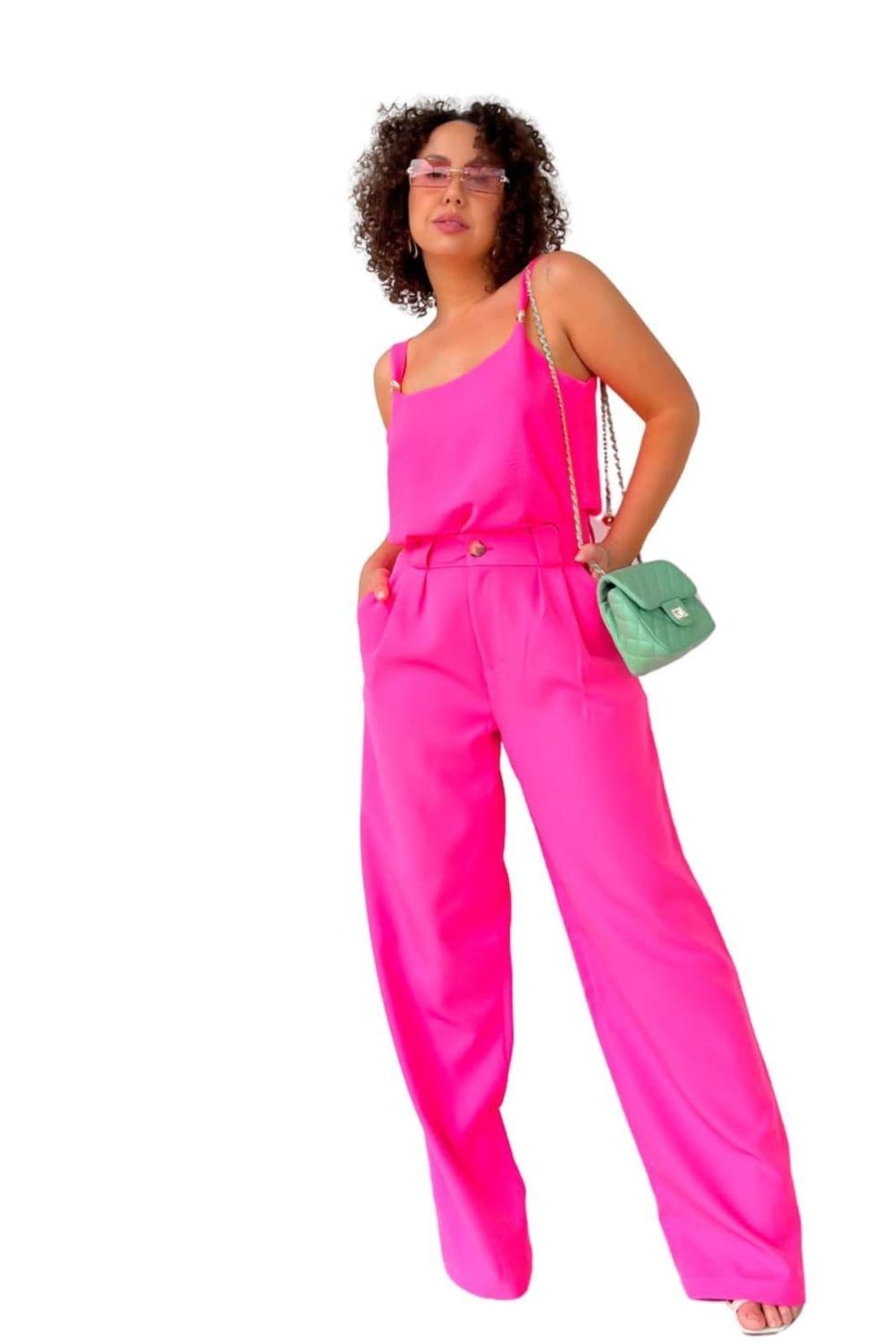 Vista principal Calça Vanibele Wide Neon Vanibele rosa