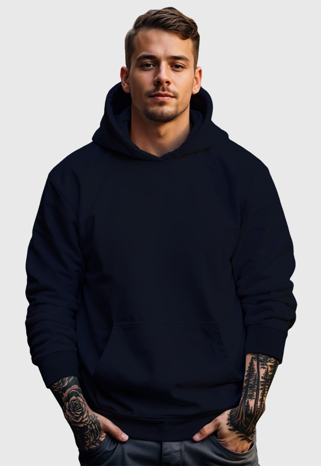 Vista 2 Moletom Canguru Masculino Flanelado Com Capuz Marinho Benellys azul marinho