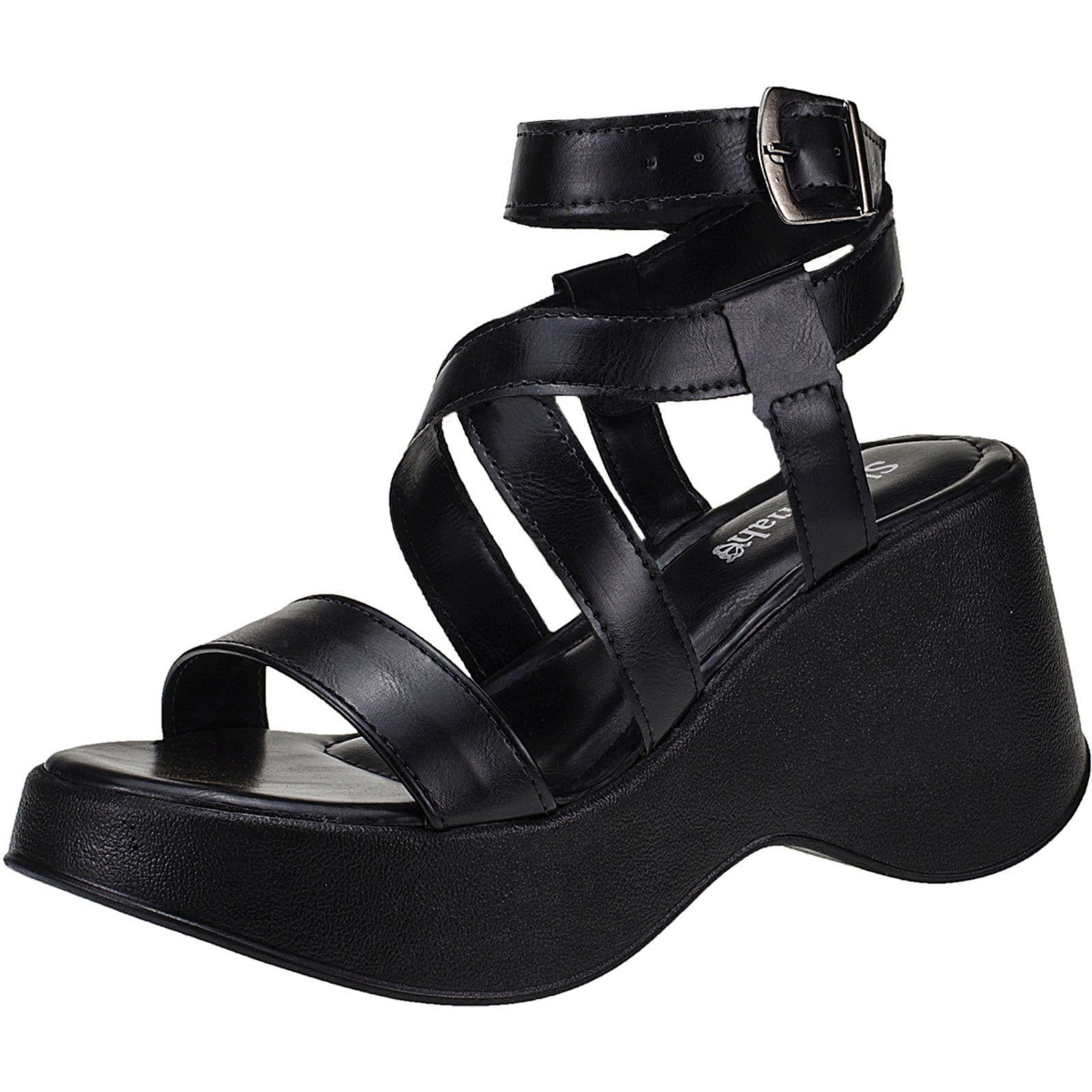 Sandália Feminina Plataforma Flat Salto Anabela Shekinah Tiras Cruzadas Leve Confortável Macia Moda