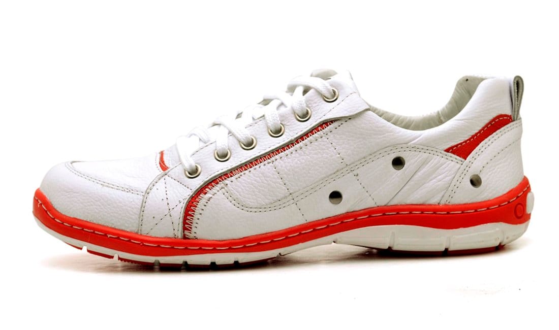 Vista 2 Tênis Esportivo Clube do Sapato de Franca Wimbledon Vermelho Clube do Sapato de Franca branco