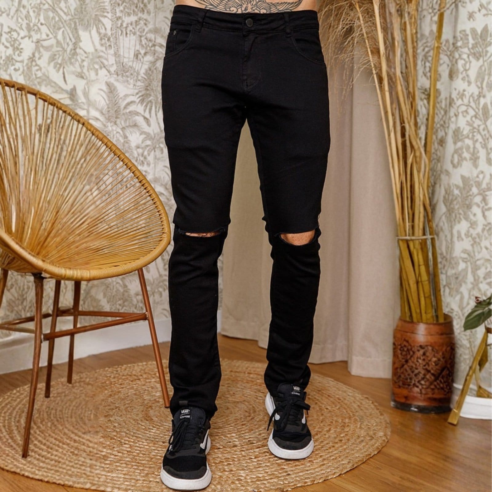 Calça Sarja Com Rasgo No Joelho Masculina Revanche Branson