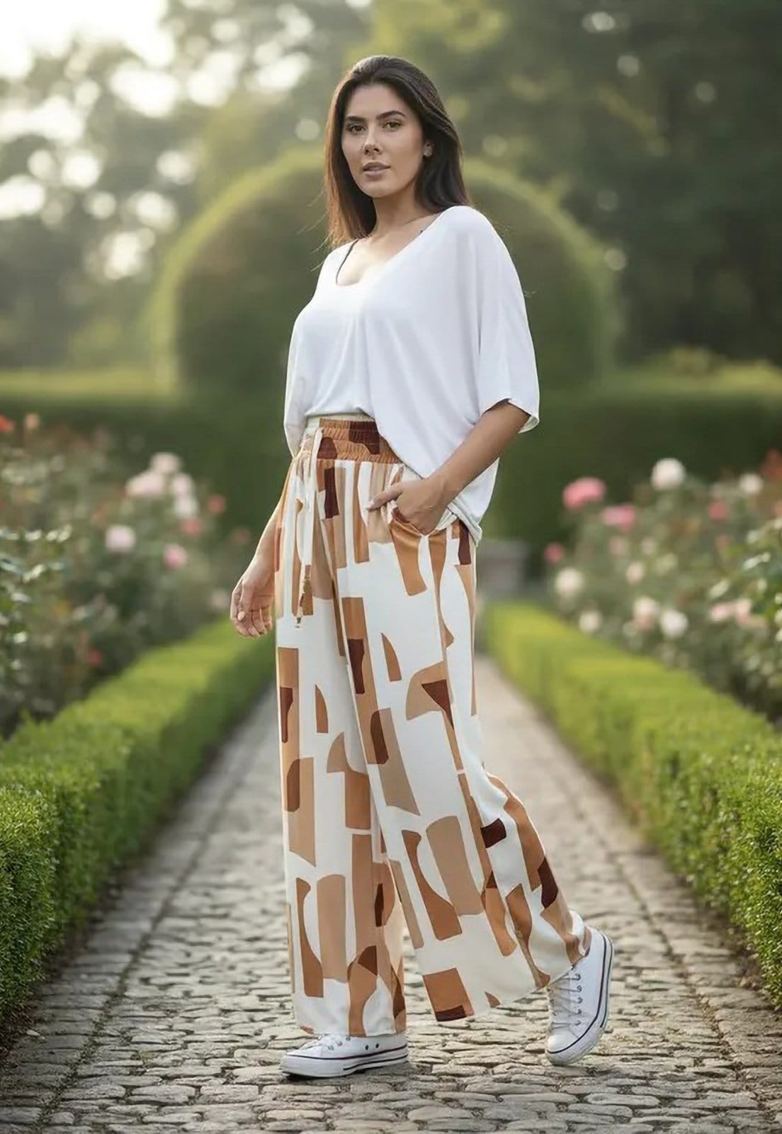 Vista principal Calça CabanaFree Pantalona Elastic Estampa Nozes Organic Cabanafree estampado