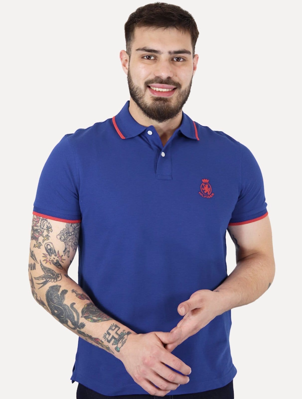 Polo Tommy Hilfiger Masculina Regular Holiday Crest Royal