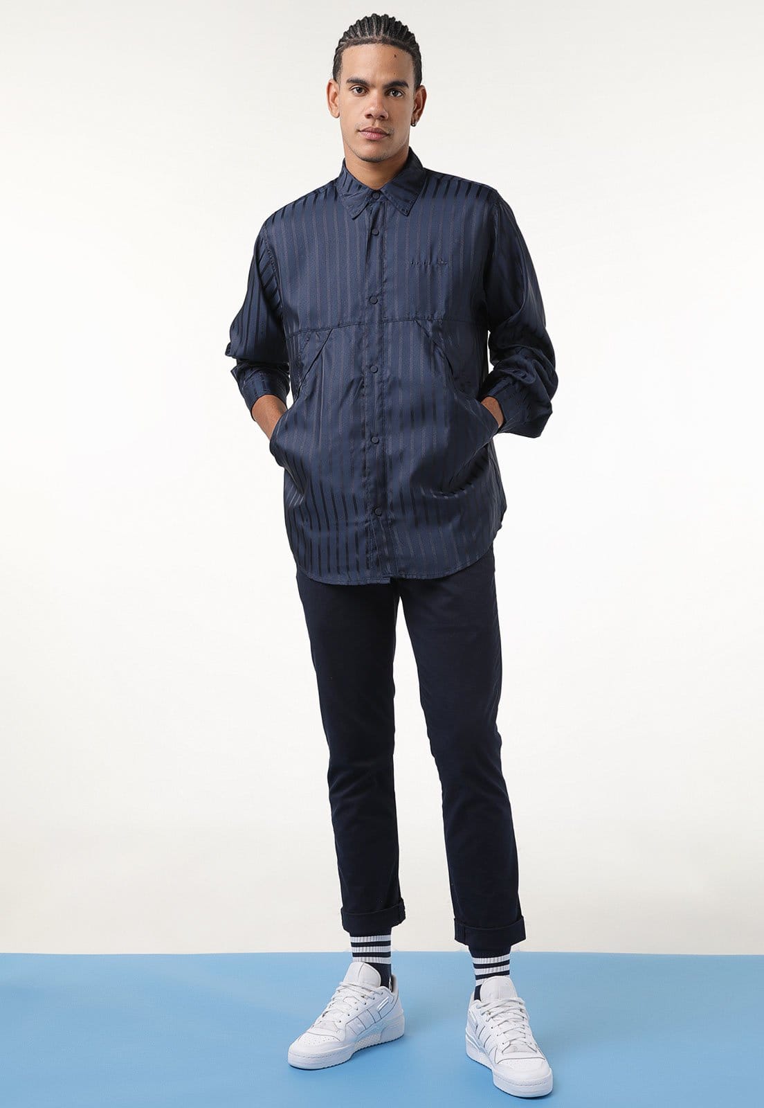 Vista 2 Camisa adidas Originals Reta RIFTA City Boy Azul-Marinho adidas Originals azul marinho