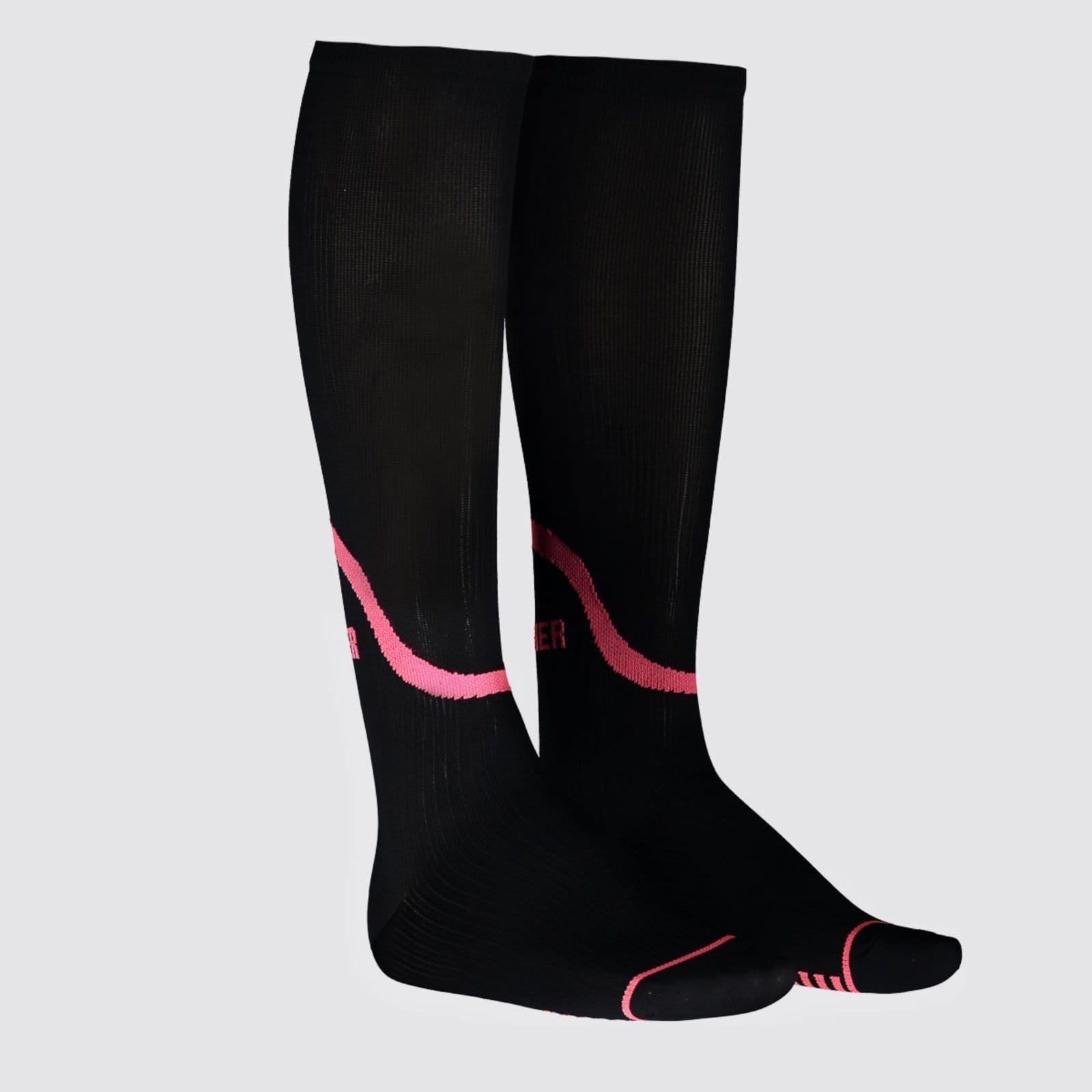 Vista principal Meia Selene 3/4 Compressão Feminina Preta e Rosa SELENE preto rosa