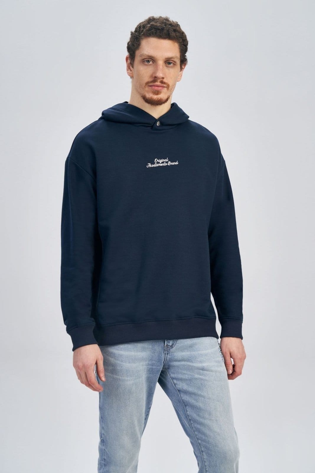 Vista principal Blusão Moletom Botão Masculino Acostamento ACOSTAMENTO MASCULINO azul marinho