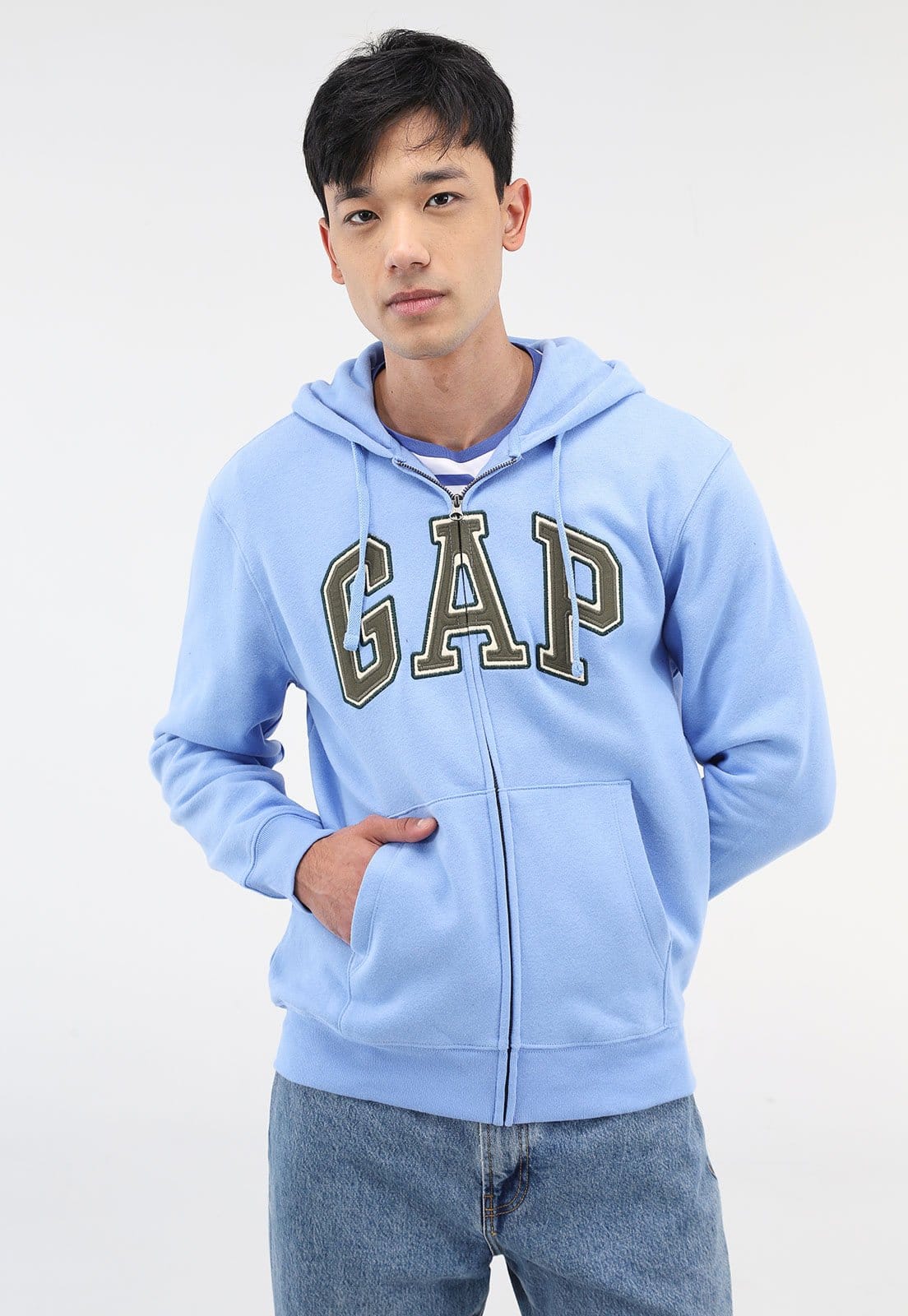 Blusa de Moletom Flanelada Aberta GAP com Capuz