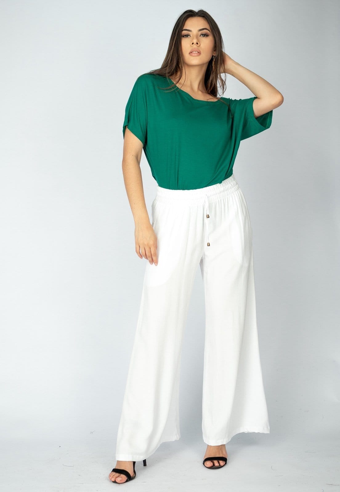 Calça Pantalona Amazonia Vital Inhambuxintã Viscose Branca