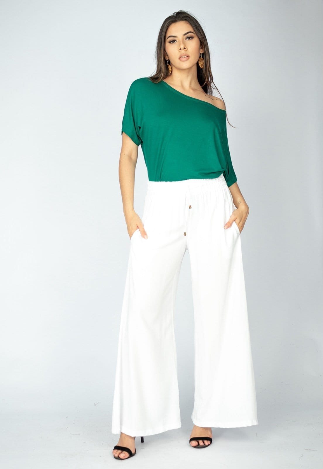 Vista 2 Calça Pantalona Amazonia Vital Inhambuxintã Viscose Branca Amazonia Vital branco