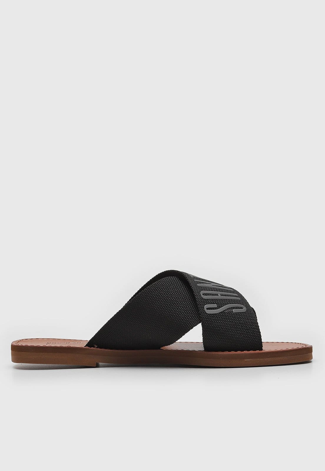 Vista 2 Rasteirinha Slide Santa Lolla Logo Preta Santa Lolla preto