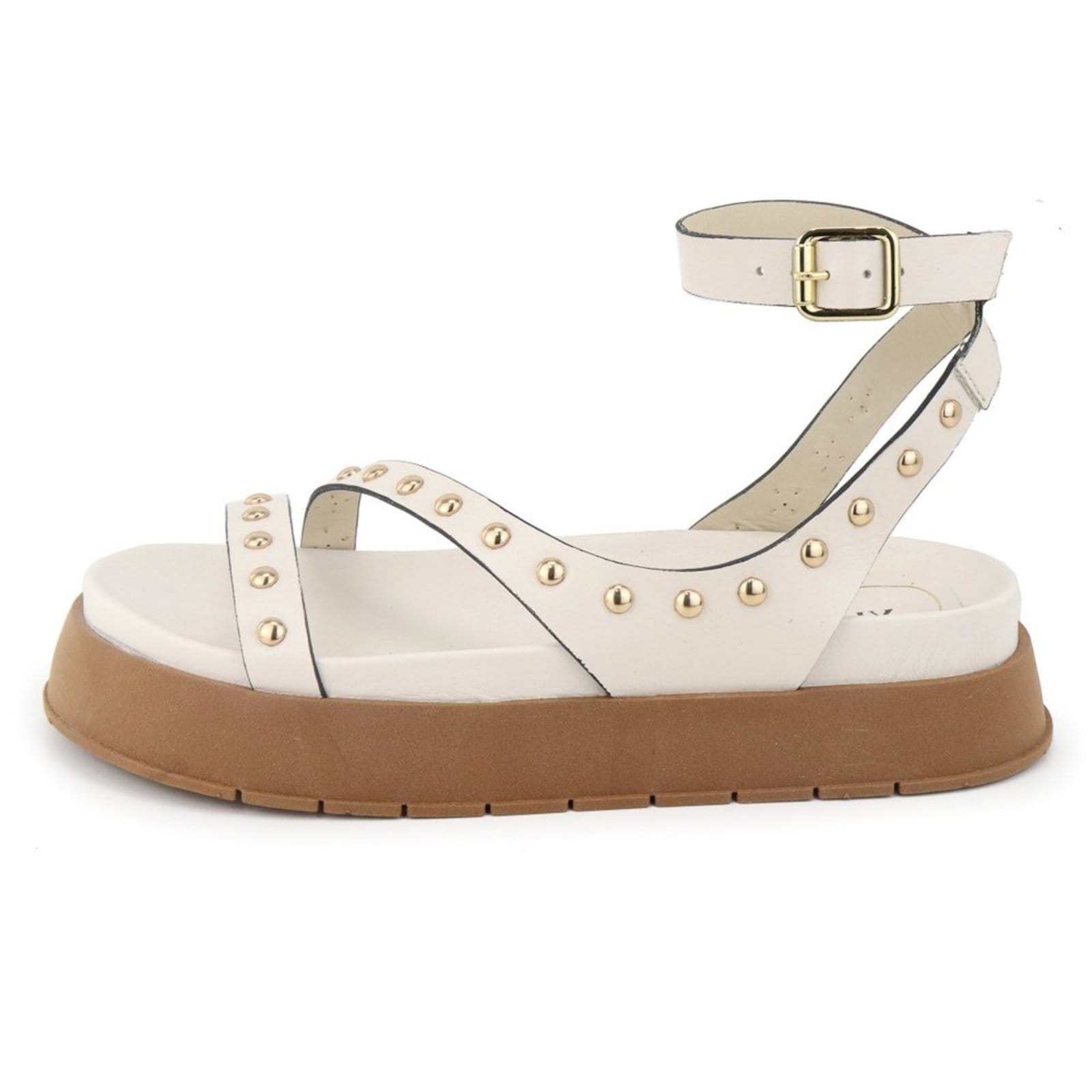 Sandália Papete Feminina Flatform Tiras Conforto em Couro Maria Paula