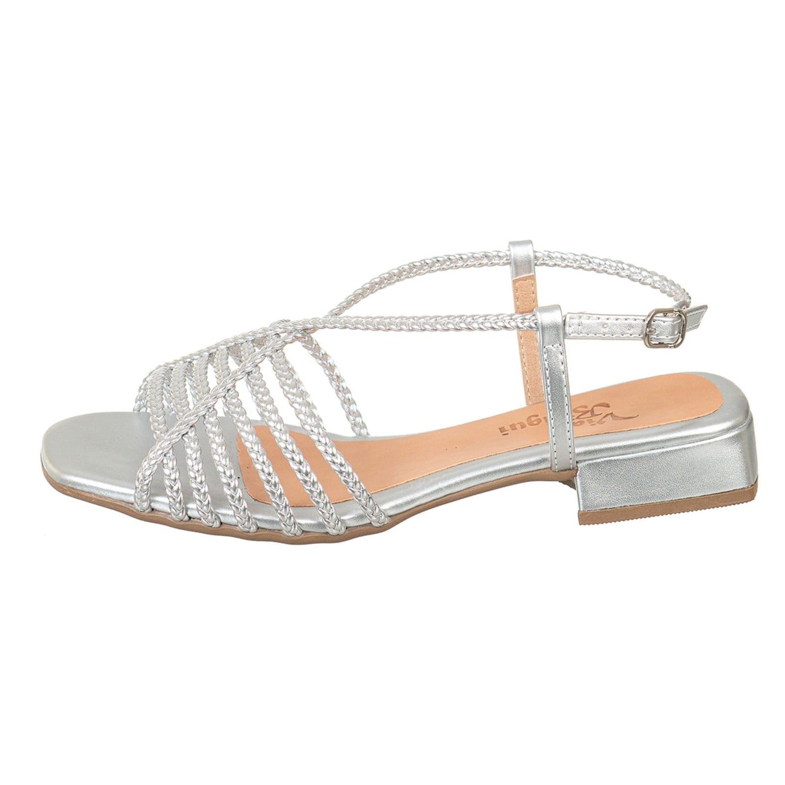 Vista 2 Sandalia Feminina Saltinho Baixo Metalizada Via Birigui VB Calçados prata