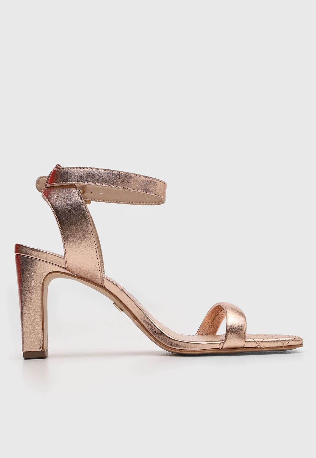 Vista 2 Sandália Feminina Jorge Bischoff Salto Bloco Metalizada Rosê Jorge Bischoff rosa