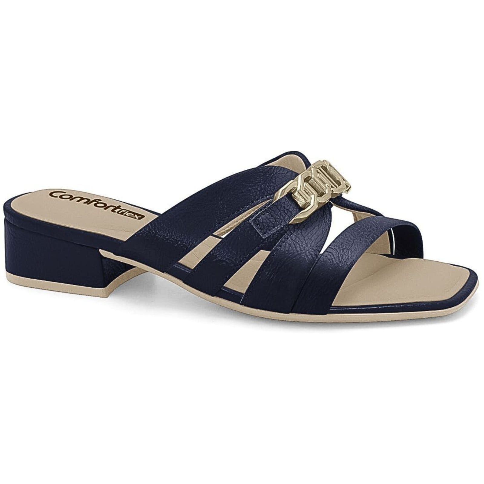 Tamanco Feminino Baixo Marinho Estilo Comfortflex 2555401-7