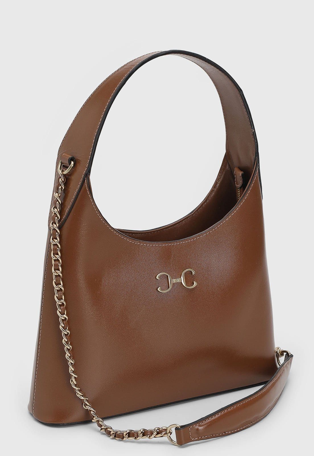 Vista 2 Bolsa Média Capodarte Corrente Logo Metálico Mogno Capodarte marrom