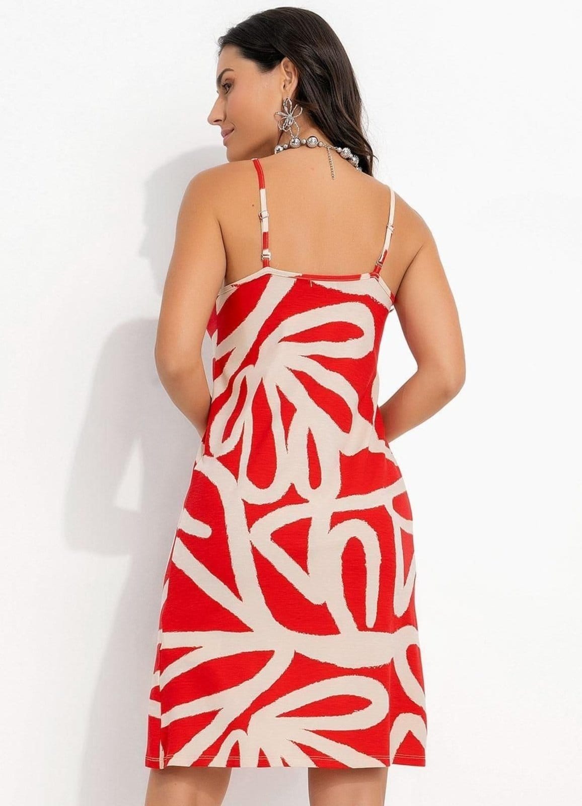 Vista 2 Vestido Artístico Quintess vermelho