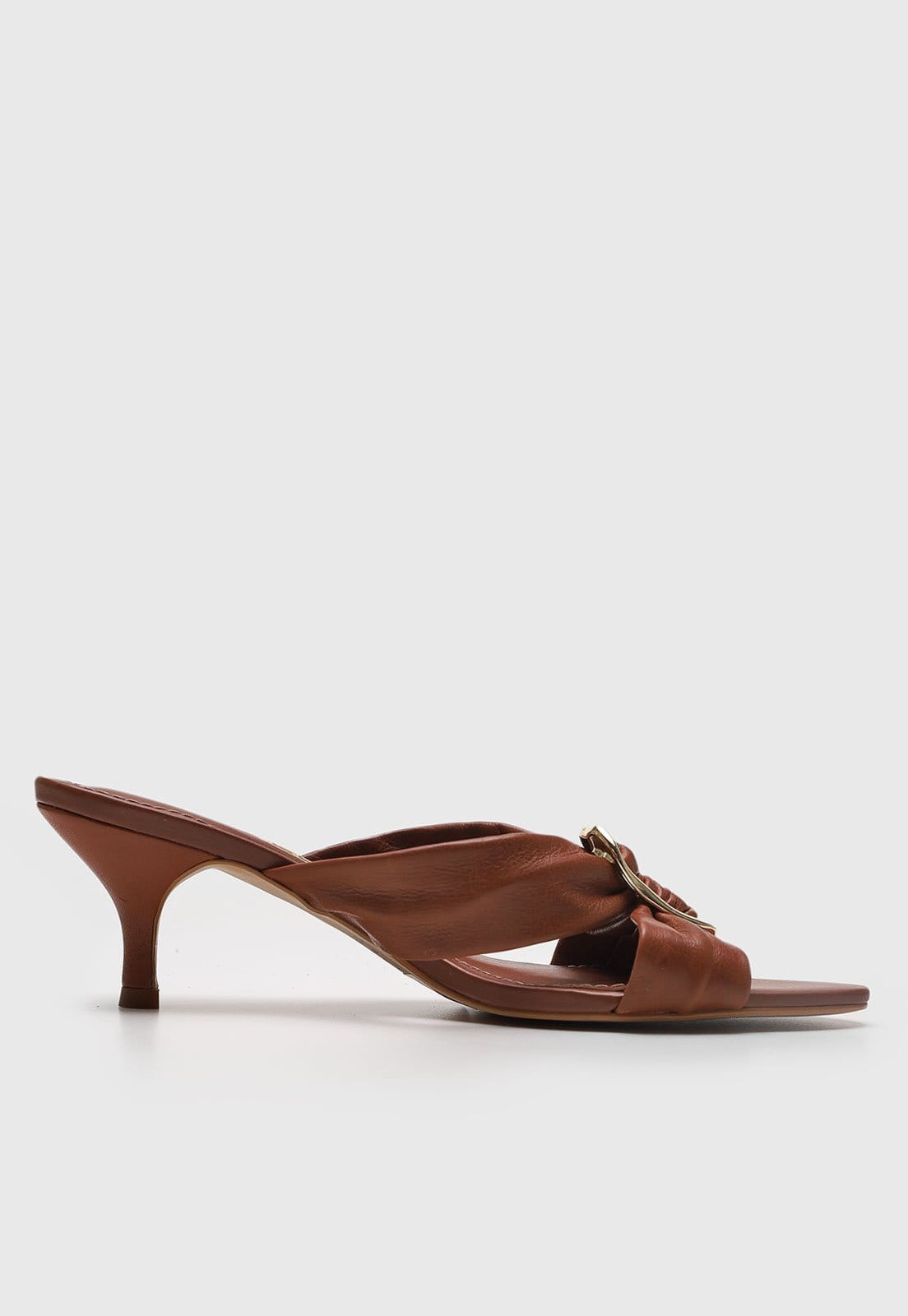 Vista 2 Sandália Feminina Degalls Tiras Metal Salto Baixo Degalls marrom