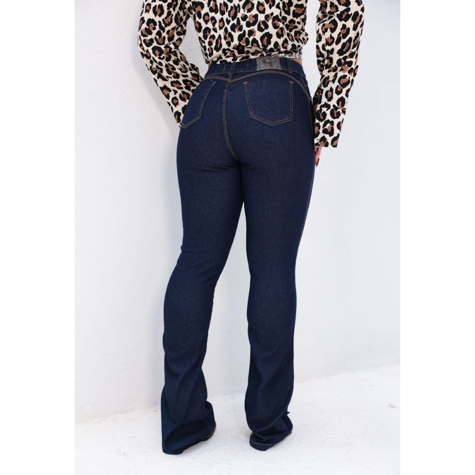 Vista 2 Calça Moda Feminina Flare ão Jeans Loka azul/azul marinho