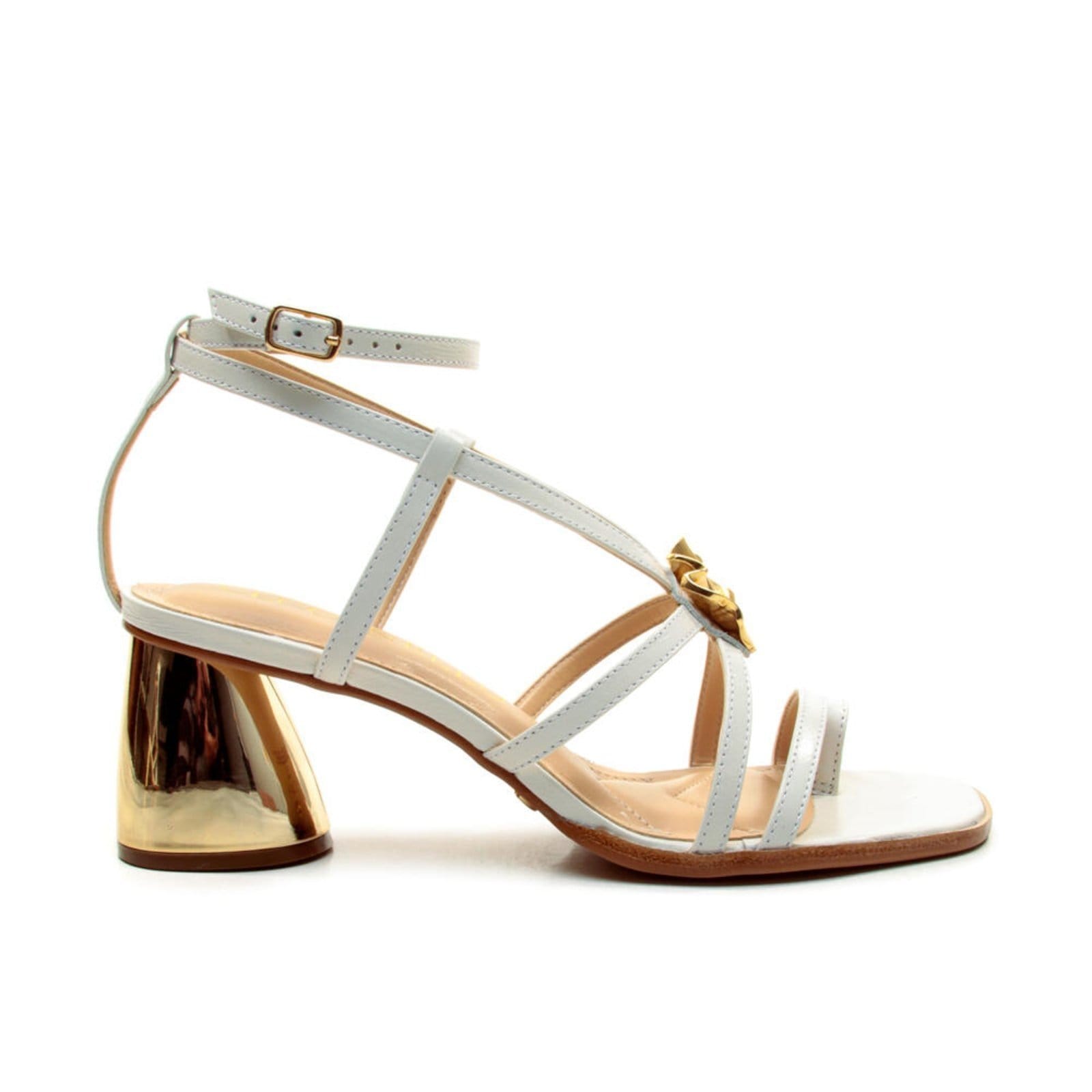 Vista principal Sandália Couro Salto Bloco Cecconello 2805001-1 Cecconello branco