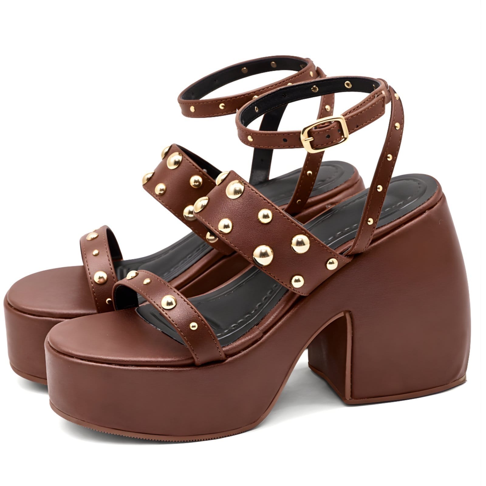 Vista 2 Sandalia Feminina Anabela Alta Meia Pata 183180 Floter Cacau Flor Da Pele Hannah Footwear marrom