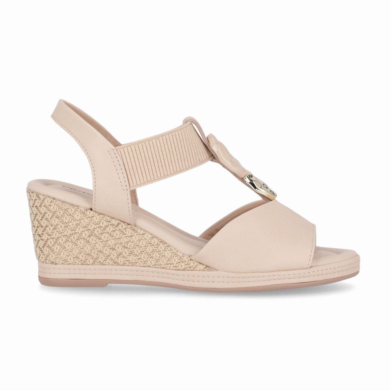 Vista principal Sandália Alice Anabela Alto Brule Piccadilly bege