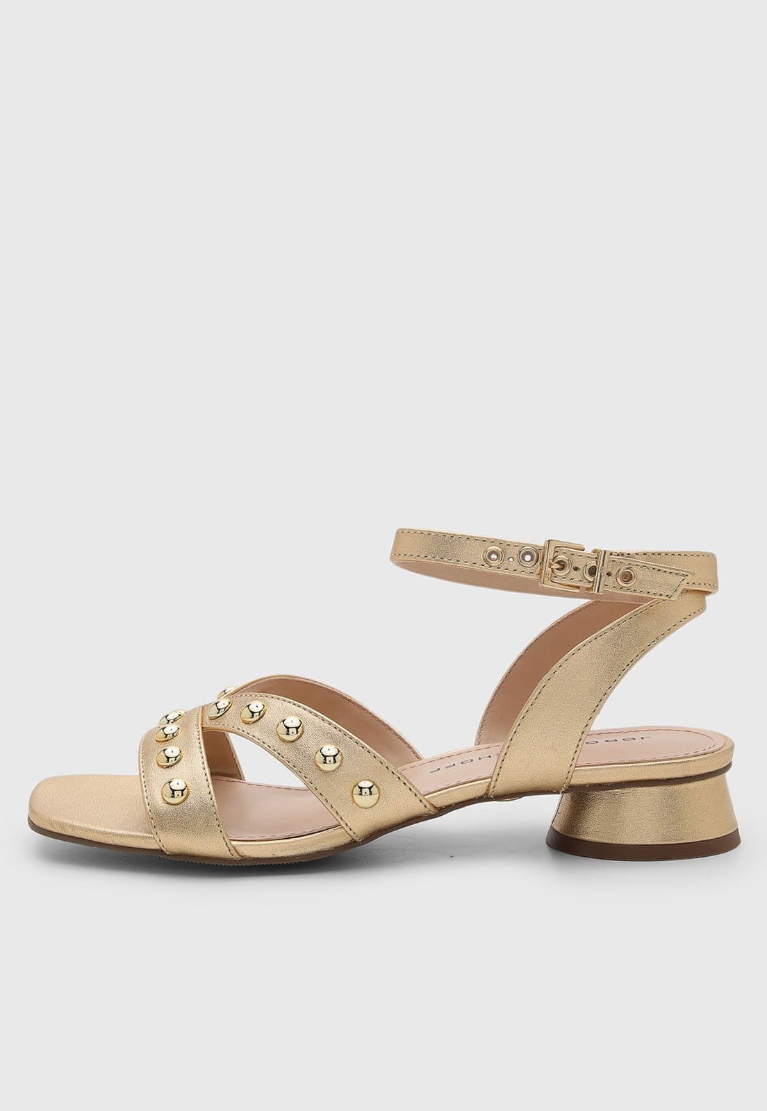 Sandália Feminina Jorge Bischoff Tiras Metalizadas Dourada