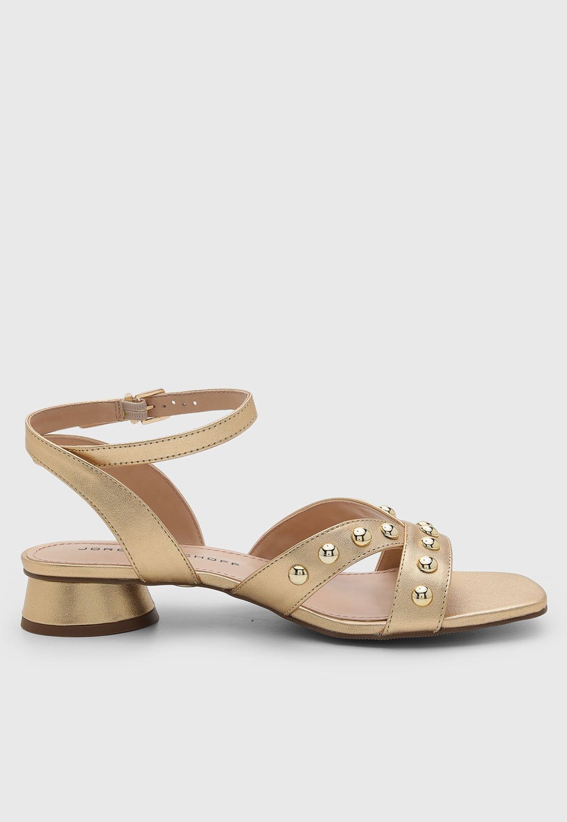 Vista 2 Sandália Feminina Jorge Bischoff Tiras Metalizadas Dourada Jorge Bischoff dourado