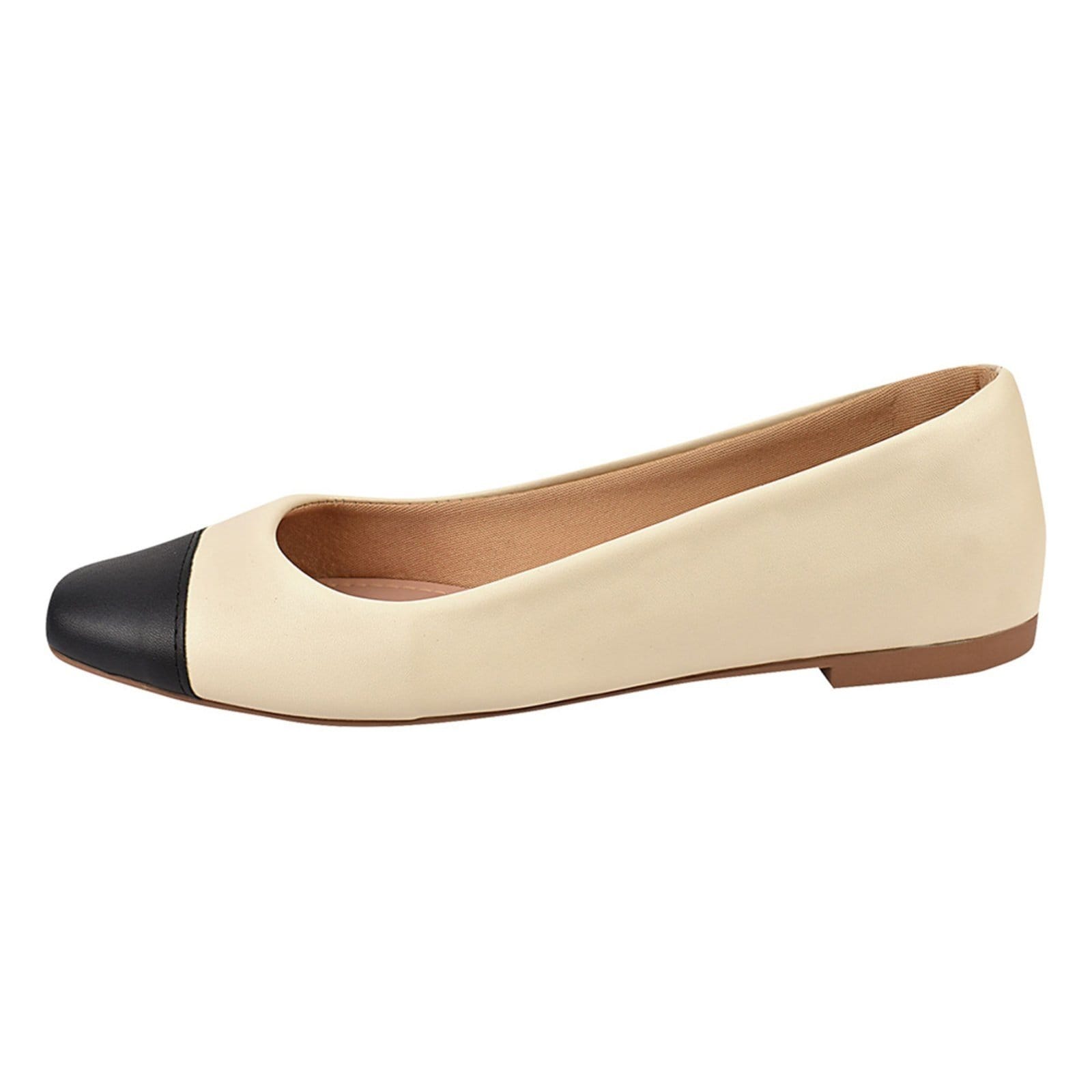 Vista 2 Sapatilha Feminina Boneca Bailarina Donatella Shoes Bico Quadrado Bicolor Off White Donatella Shoes off-white white