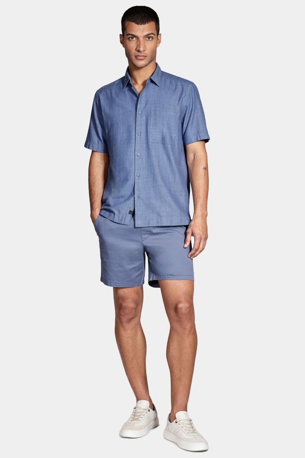 Vista 2 Shorts Aramis Elástico Color Sarjado Marinho Aramis incolor