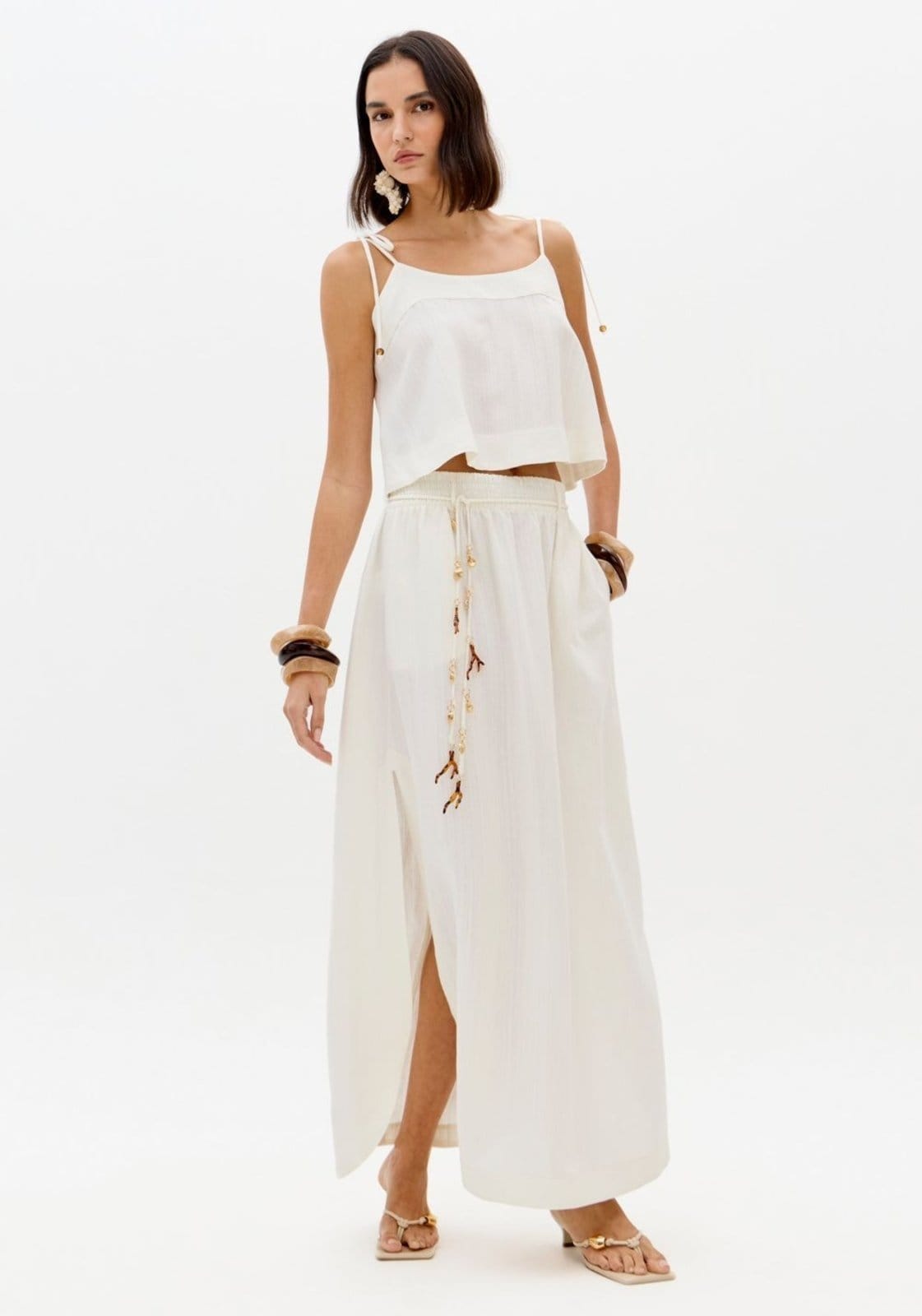 Saia Super Midi Com Linho