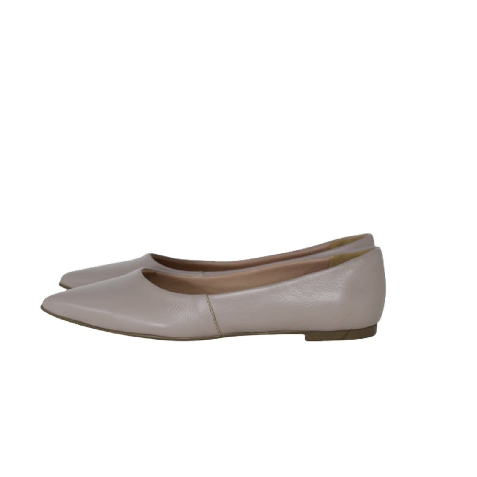 Sapatilha Feminina Bico Fino em Couro Salto Baixo Rose