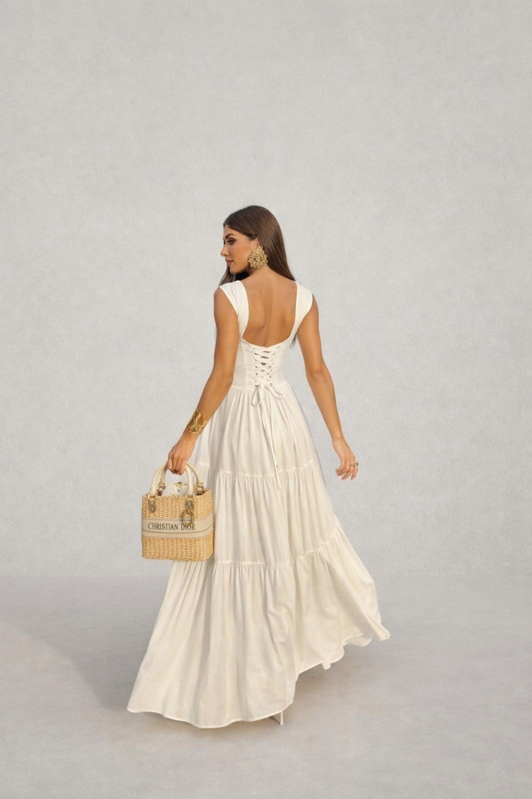 Vista 2 Vestido Longo D Bell Outlet Fashion Viscolinho D BELL OUTLET FASHION branco