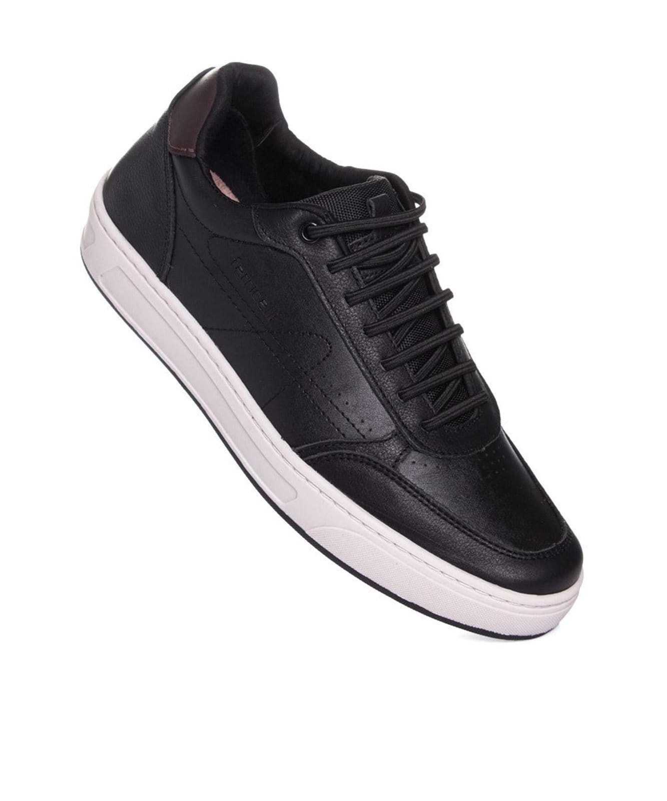 Vista 2 Tênis Masculino Ferriceli Casual Couro Preto Ferricelli incolor