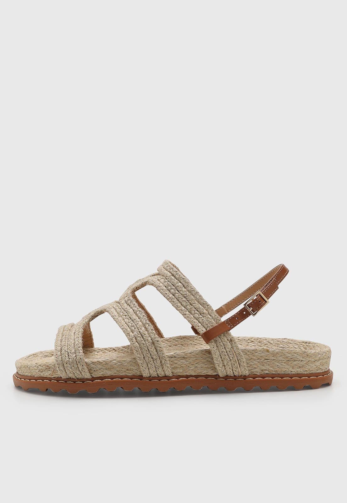 Vista principal Rasteira Feminina Luiza Barcelos Tiras Tramadas Luiza Barcelos bege