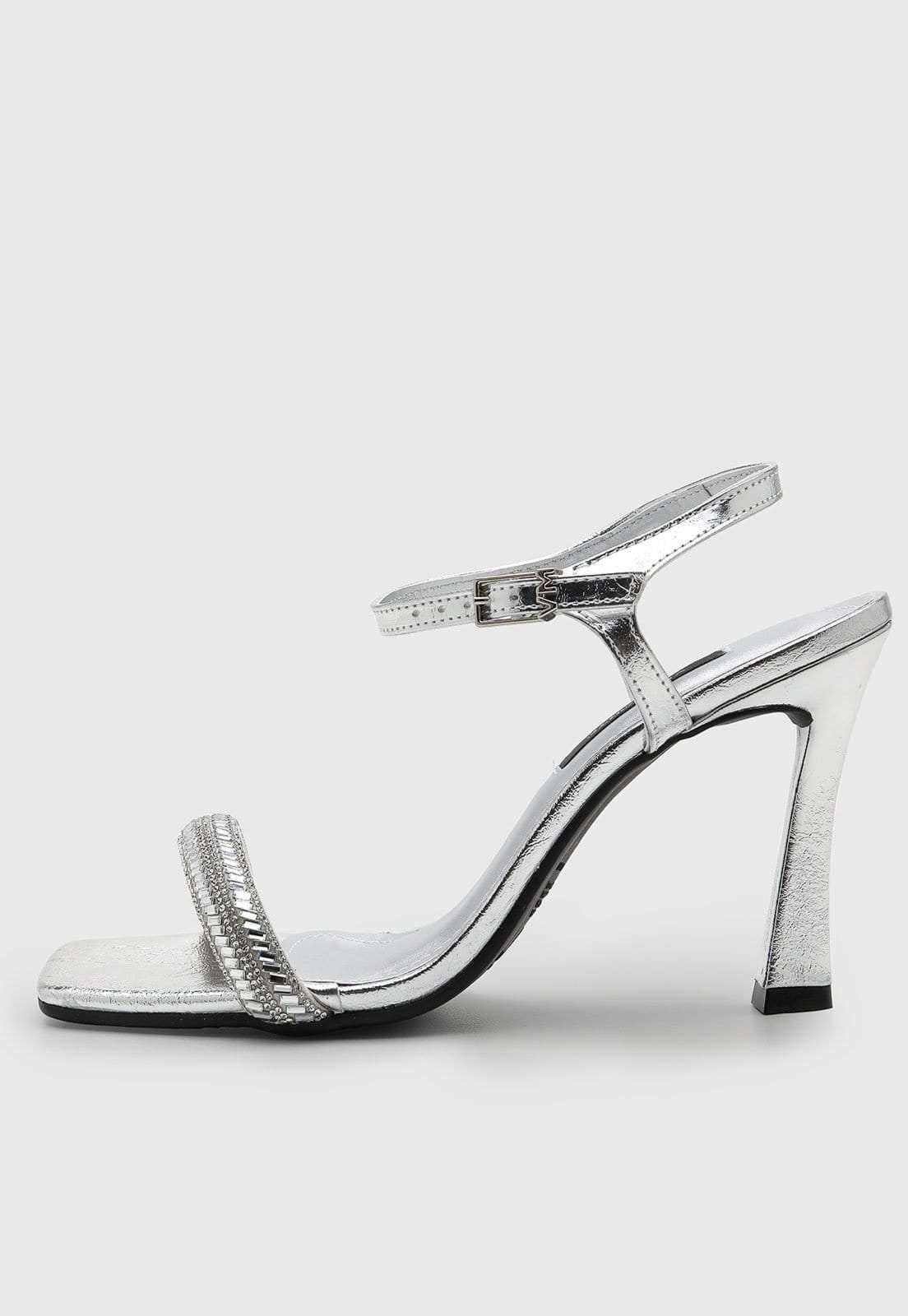 Sandália Feminina Via Marte Salto Alto Geométrico Pedrarias