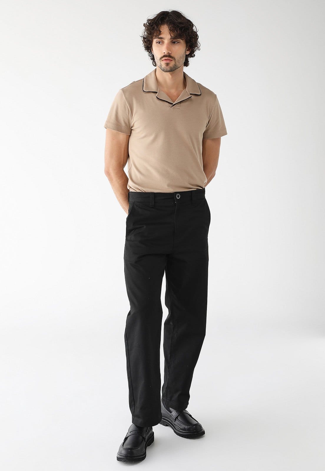 Vista 2 Camisa Polo Colcci Reta Piquet Colcci bege