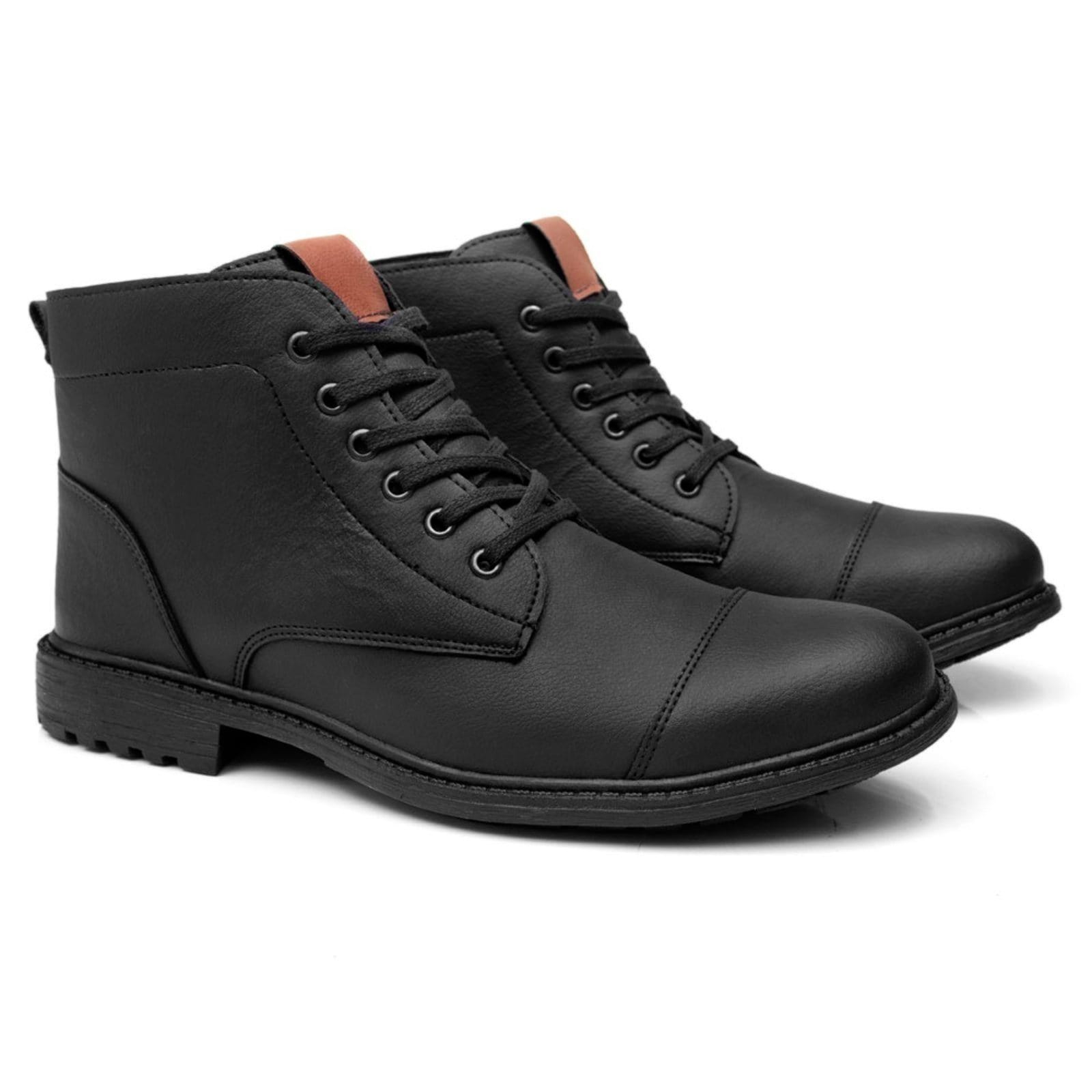 Vista principal Bota Coturno Nine4 Macio Em Couro Confortável Dia a Dia Nine4 preto