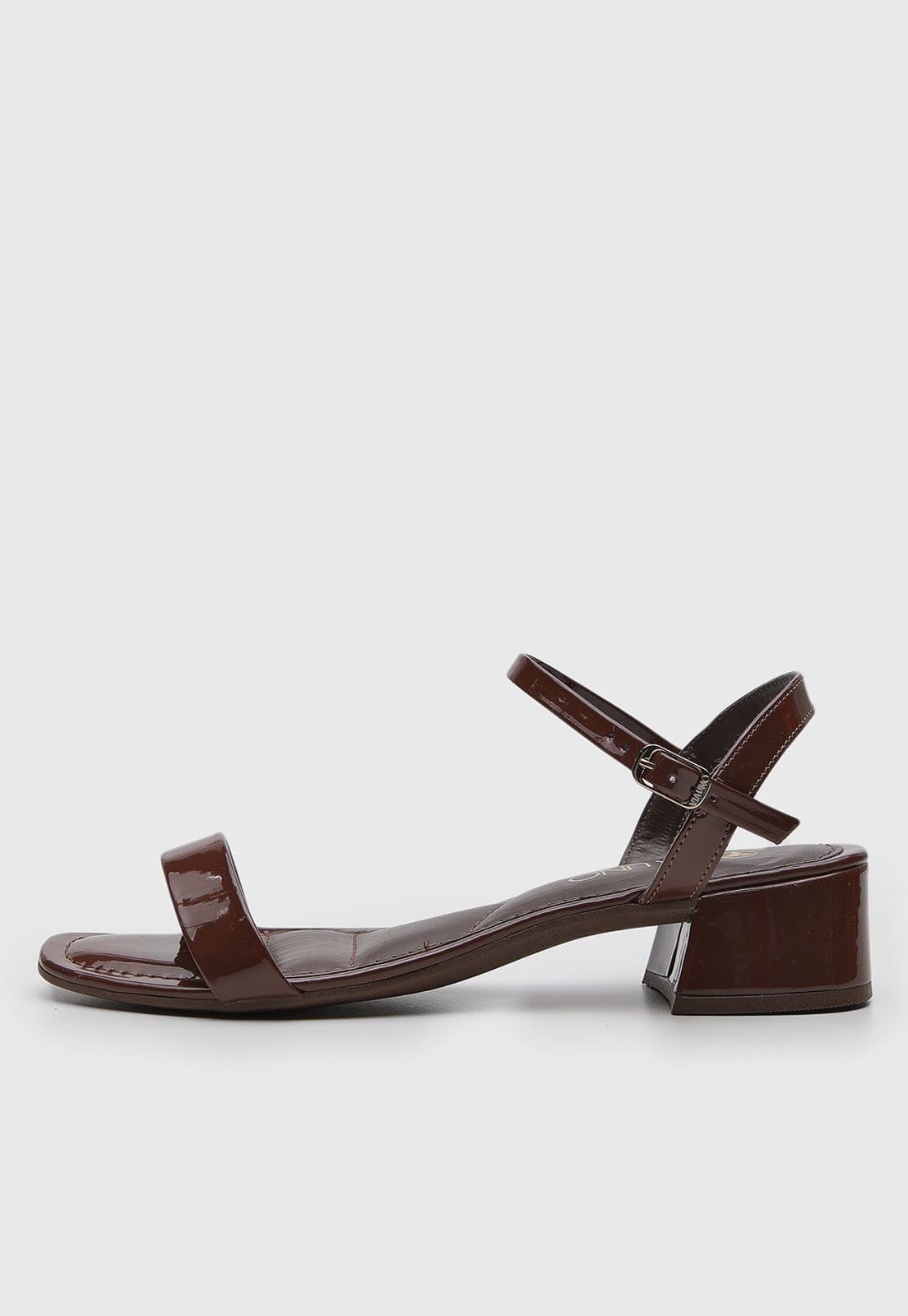 Sandália Feminina VIA UNO Salto Baixo Bloco Envernizada