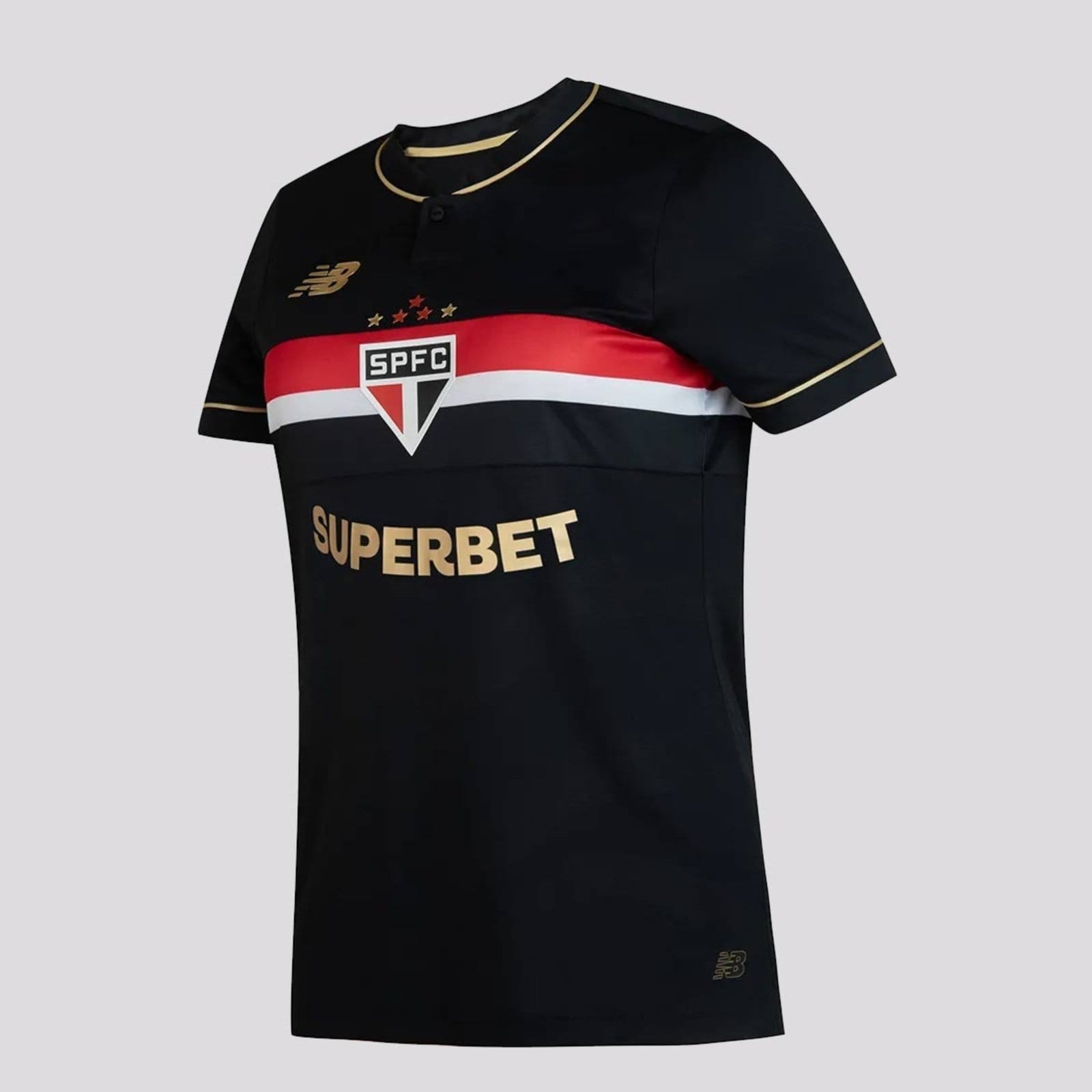 Vista 2 Camisa New Balance São Paulo III 2025 Feminina Jogador New Balance preto